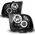 ANZO 2005-2009 Ford Mustang Projector Headlights w/ Halo Black